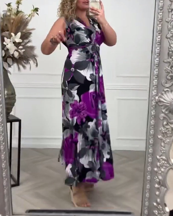 Svea | Ärmelloses Plisseekleid mit Blumenprint